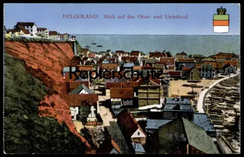 ALTE POSTKARTE HELGOLAND BLICK AUF DAS OBER- UND UNTERLAND Oberland Insel Ansichtskarte AK postcard cpa