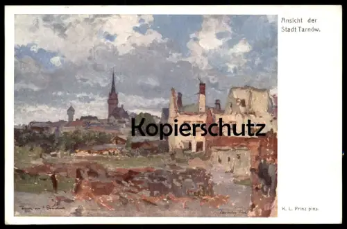 ALTE POSTKARTE ANSICHT DER STADT TARNÓW Tarnau Polska Polen Poland SIGN. K.L. Prinz Deutsches Rotes Kreuz postcard cpa