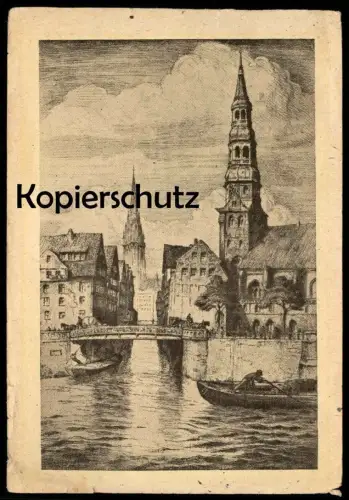 ALTE KÜNSTLER POSTKARTE HANSESTADT HAMBURG CATHARINENKIRCHE MIT STECKELHÖRNFLEET SIGN. OTTO THÄMER Ansichtskarte AK