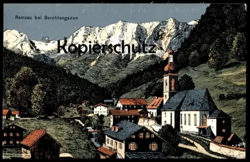 ALTE KÜNSTLER POSTKARTE RAMSAU BEI BERCHTESGADEN EUGEN FELLE ISNY Moonlight postcard Ansichtskarte AK cpa