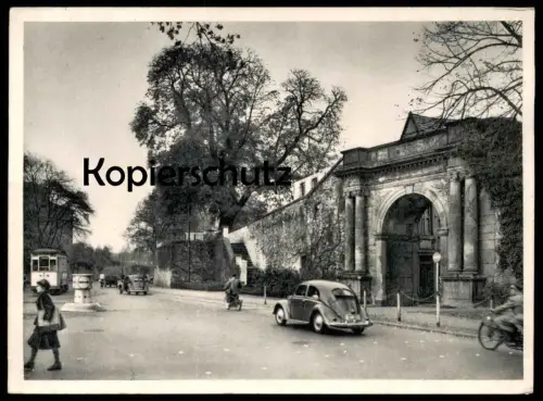 ÄLTERE POSTKARTE OSNABRÜCK HEGER TOR HEGERTOR STRASSENBAHN VW KÄFER Volkswagen Motorrad motorbike Ansichtskarte postcard