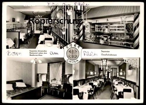 ÄLTERE POSTKARTE BONN CHINARESTAURANT 1957 CHINESISCHES RESTAURANT CHINA MON CHUNG BONNGASSE cpa postcard Ansichtskarte