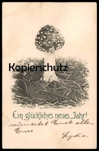ALTE POSTKARTE FLIEGENPILZ EIN GLÜCKLICHES NEUES JAHR NEUJAHR Pilz fly agaric tue-mouche cpa postcard Ansichtskarte AK
