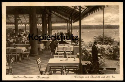 ALTE POSTKARTE BERLIN 20ER JAHRE KAISER PAVILLON WANNSEE TERRASSE MIT AUSSICHT AUF DEN SEE Ansichtskarte AK cpa postcard