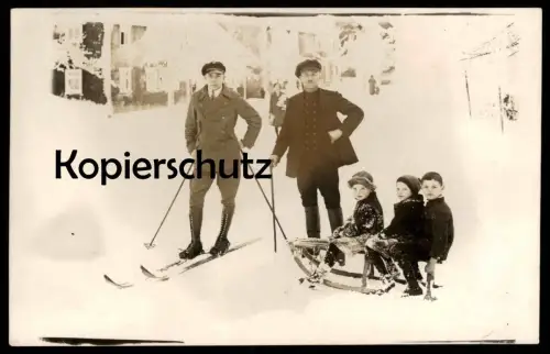 ALTE FOTO POSTKARTE HECKENGEREUTH FRAUENWALD ILMENAU WINTER 1927 SKI SCHLITTEN KINDER Schleusingen luge sleigh postcard