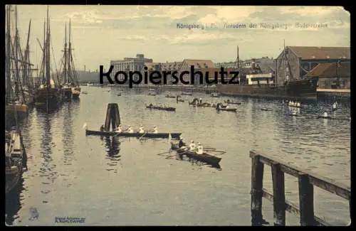 ALTE POSTKARTE KÖNIGSBERG ANRUDERN DER KÖNIGSBERGER RUDERVEREINE Ostpreussen Kaliningrad Krolewiec Ansichtskarte