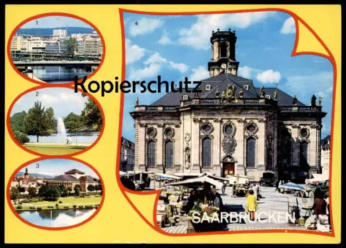 ÄLTERE POSTKARTE SAARBRÜCKEN SAAR-PARTIE DEUTSCH-FRANZÖSISCHER GARTEN STAATSTHEATER Ansichtskarte AK cpa postcard