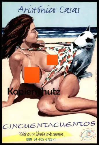 ÄLTERE POSTKARTE ARISTONICO CASAS CINCUENTACUENTOS Baleares Bullterrier Bull Terrier nude breast seins nus postcard