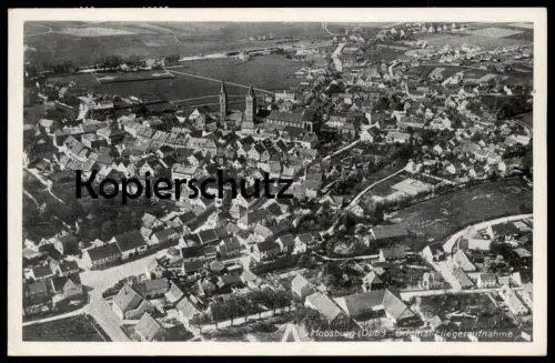 ALTE POSTKARTE MOOSBURG OBERBAYERN ORIGINAL FLIEGERAUFNAHME Luftbild Totalansicht Bayern Isar Ansichtskarte AK postcard