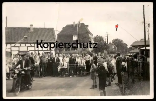 ALTE FOTO POSTKARTE FORSBACH FEST SCHUBKARRENRENNEN RÖSRATH 30er/40er Jahre Motorrad moto motorcycle Ansichtskarte cpa