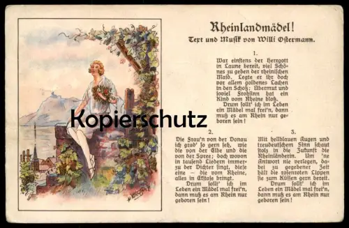 ALTE POSTKARTE RHEINLANDMÄDEL SIEBENGEBIRGE KÖLNER LIEDART KÖLN WILLI OSTERMANN sign. Völkhafen Ansichtskarte postcard
