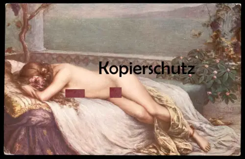 ALTE KÜNSTLER POSTKARTE ALONE VERLASSEN L'ABANDONNÉE L. RIDEL Frau femme seins nus nude breast woman nudity gilt edge