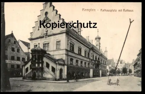 ALTE POSTKARTE KEMPTEN RATHAUSPLATZ MIT RATHAUS Geschäft Philipp Mark Ansichtskarte AK cpa postcard Bayern