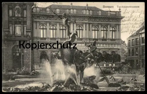 ALTE POSTKARTE BREMEN TEICHMANNBRUNNEN Schiff Kaptiän Boot boat Brunnen fontaine fountain Ansichtskarte cpa postcard AK
