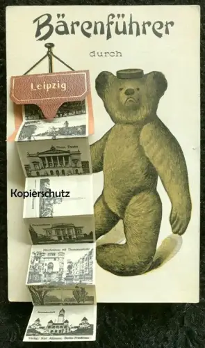 ALTE POSTKARTE BÄRENFÜHRER DURCH LEIPZIG LEPORELLO Teddy Bär ours bear Ansichtskarte postcard cpa postcard