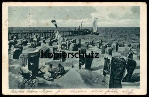 ALTE POSTKARTE GÖHREN AUF RÜGEN STRAND KINDERWAGEN poussette pushchair pram beach plage Ansichtskarte postcard cpa AK