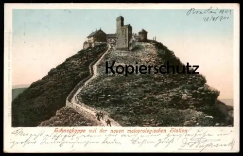 ALTE POSTKARTE RIESENGEBIRGE SCHNEEKOPPE MIT DER METEOROLOGISCHEN STATION Wetter Station weather Ansichtskarte Schlesien