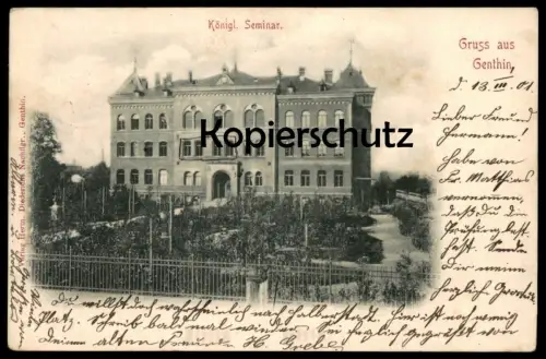 ALTE POSTKARTE GRUSS AUS GENTHIN KÖNIGLICHES SEMINAR Schule school école cpa postcard Ansichtskarte AK