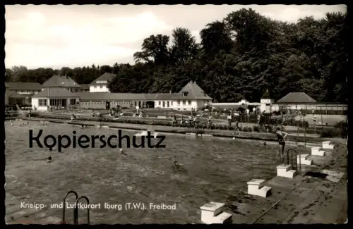 ÄLTERE POSTKARTE BAD IBURG FREIBAD Schwimmbad swimming pool open air bath bassin de plein air Startblock Ansichtskarte