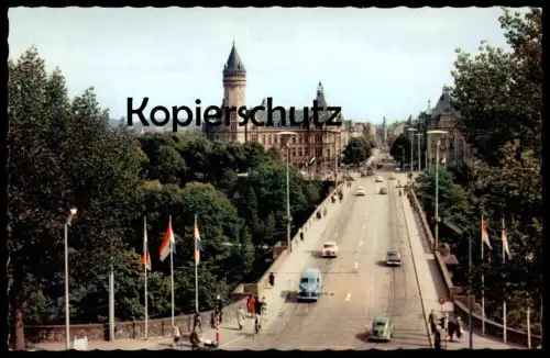 ÄLTERE POSTKARTE LUXEMBOURG AVENUE DE LA LIBERTÉ LUXEMBURG Flaggen flags drapeau cpa postcard AK Ansichtskarte