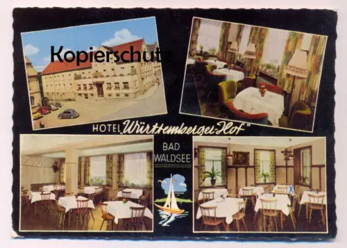 ÄLTERE POSTKARTE BAD WALDSEE HOTEL WÜRTTEMBERGER HOF ADAC CDH HOTEL INH. ADOLF BAYER Ansichtskarte postcard cpa AK