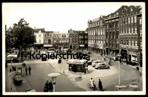 ALTE POSTKARTE HEERLEN MARKT P. MAAS CAFE MESTRINER GULPENER BIEREN PUTO CAFE RESTAURANT VW KÄFER AK cpa postcard