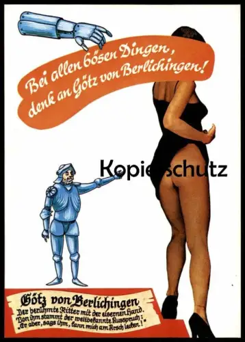 ÄLTERE POSTKARTE BEI ALLEN BÖSEN DINGEN DENK AN GÖTZ VON BERLICHINGEN NACKT EISERNE HAND semi nude Ansichtskarte cpa AK