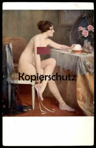ALTE KÜNSTLER POSTKARTE E. TABARY UNE ÉTOILE DANS SA LOGE Frau femme seins nus nude breast woman nudity actress postcard