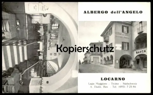 ÄLTERE KARTE LOCARNO ALBERGO DELL' ANGELO LAGO MAGGIORE TICINO Tessin Suisse Schweiz postcard cpa Ansichtskarte AK