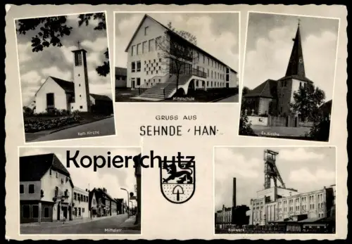 ALTE POSTKARTE GRUSS AUS SEHNE HANNOVER KALIWERK MITTELSCHULE MITTELSTRASSE EIS ZUG train Ansichtskarte postcard cpa AK