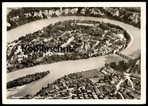 ALTE POSTKARTE WASSERBURG AM INN ORIGINAL FLIEGERAUFNAHME Flugzeugaufnahme Luftbild AK Ansichtskarte cpa postcard