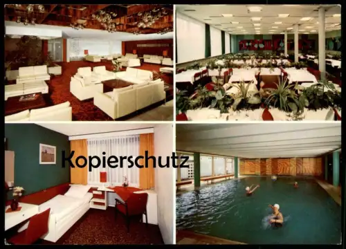 ÄLTERE POSTKARTE BAD HOMBURG SANATORIUM WICKER KG SCHWIMMBAD HALLENBAD SPEISERAUM piscine pool postcard Ansichtskarte AK