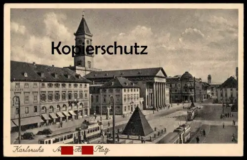 ALTE POSTKARTE KARLSRUHE A.-H. PLATZ DREI STRASSENBAHNEN Strassenbahn tram tramway Ansichtskarte cpa postcard AK