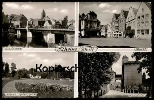 ÄLTERE POSTKARTE RHEINE EMSBRÜCKE MÜHLENTOR MARKT SOLBAD GOTTESGABE Brücke bridge Ansichtskarte
