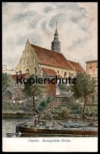 ALTE POSTKARTE OPPELN EVANGELISCHE KIRCHE OBERSCHLESIEN OPOLE Opoli Uopole church église Schlesien Polen poland cpa