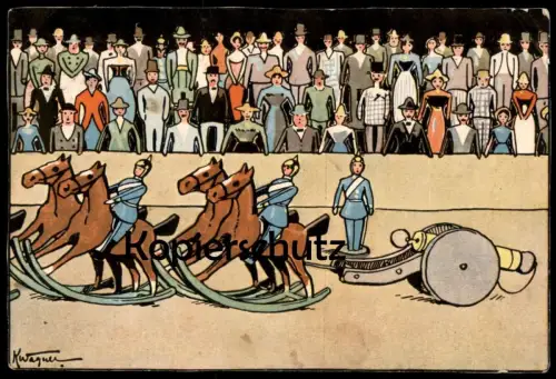 ALTE POSTKARTE SOLDATEN SPIELZEUG KANONE SIGN. K. WAGNER HANNOVERSCHE AUSSTELLUNGSKARTE Hannover postcard Ansichtskarte