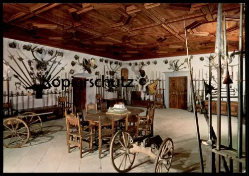 ÄLTERE POSTKARTE SCHLOSS SCHENNA BEI MERAN WAFFENSAAL Waffen Kanone armoury armi weapons armes Ansichtskarte postcard AK