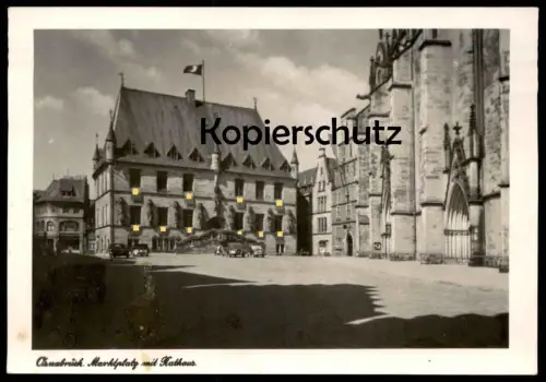 ALTE POSTKARTE OSNABRÜCK GESCHMÜCKTES RATHAUS BEFLAGGUNG MARKTPLATZ Ansichtskarte AK postcard cpa