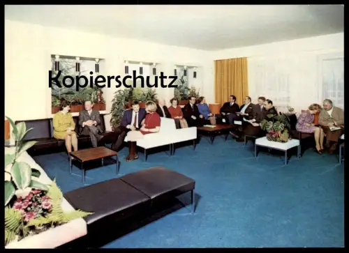 ÄLTERE POSTKARTE BAD NAUHEIM KURPARK SANATORIUM EMPFANGSHALLE 70er Jahre Sessel Tische Ansichtskarte AK cpa postcard