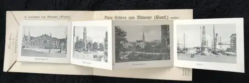 ALTE POSTKARTE VIELE GRÜSSE AUS MÜNSTER IN WESTFALEN 12 ANSICHTEN ALBUM MARIENPLATZ DOM HAFEN Ansichtskarte cpa postcard