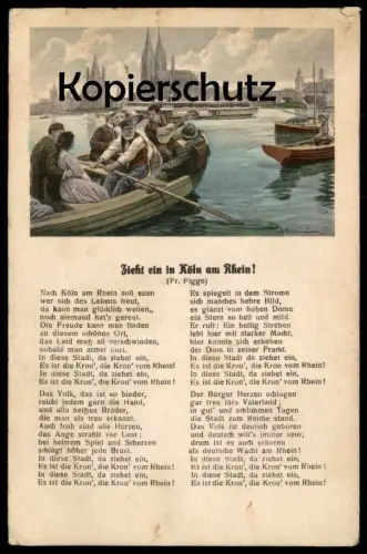 ALTE POSTKARTE ZIEHT EIN IN KÖLN AM RHEIN FR. FIGGE KÖLNER LIED DOM Ansichtskarte AK cpa postcard