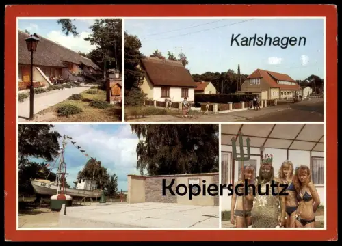 ÄLTERE POSTKARTE KARLSHAGEN USEDOM NEPTUNFEST FERIENOBJEKT VE KOMBINAT DESSAU NEPTUN NIXE MEERJUNGFRAU Oceaniden mermaid