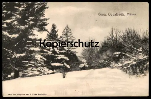 ALTE POSTKARTE GROSS OPPATOWITZ MÄHREN WINTER SCHNEE J. PIRKA Opatowitz Velke Opatovice Ansichtskarte cpa AK postcard