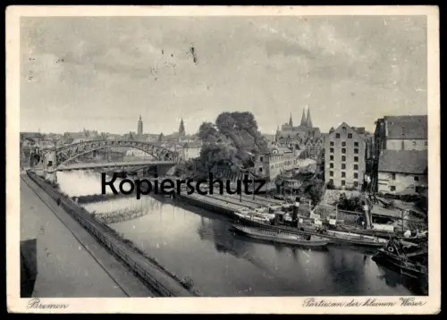 ALTE POSTKARTE BREMEN PARTIE AN DER KLEINEN WESER DAMPFER SCHIFFE FRACHTSCHIFF SCHIFF 1927 Ansichtskarte cpa postcard AK