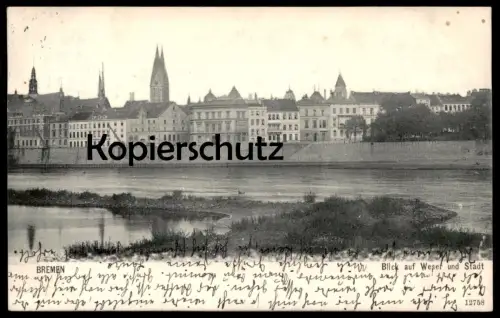 ALTE POSTKARTE BREMEN BLICK AUF WESER UND STADT Total Panorama Gesamtansicht Ansichtskarte cpa postcard AK