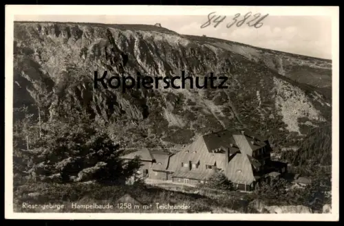 ALTE POSTKARTE RIESENGEBIRGE HAMPELBAUDE MIT TEICHRÄNDER Karpacz cpa AK Ansichtskarte postcard Schlesien