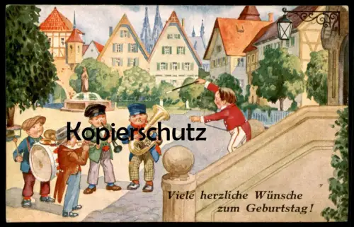 ALTE POSTKARTE KINDER KLARINETTE POSAUNE TROMMEL TROMPETE DIRIGENT MUSIK enfants children Ansichtskarte AK cpa postcard
