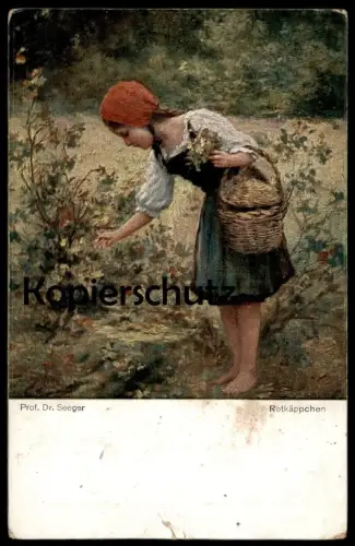 ALTE POSTKARTE ROTKÄPPCHEN Le petit chaperon rouge little Red Riding Hood girl Kind child enfant cpa AK postcard