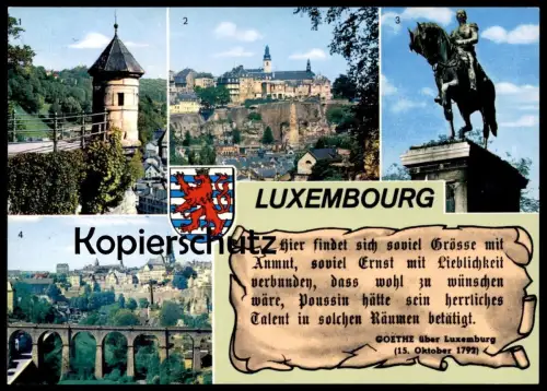 ÄLTERE POSTKARTE LUXEMBOURG HIER FINDET SICH SOVIEL GRÖSSE UND ANMUT LUXEMBURG Goethe cpa postcard AK Ansichtskarte