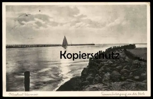 ALTE POSTKARTE DIEVENOW SONNENUNTERGANG AN DER MOLE 1933 DZIWNOW POMMERN Polska poland Polen Ansichtskarte cpa postcard